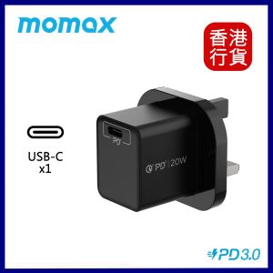 [✨76折]Momax ONEPLUG 20W迷你USB-C快速充電器-黑色 #UM35UKD