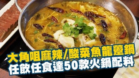 大角咀四川麻辣/酸菜魚龍躉鍋　2小時任飲任食達50款火鍋配料