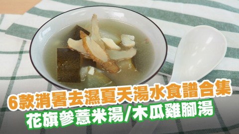 6款消暑去濕夏天湯水食譜合集 花旗參薏米湯／木瓜雞腳湯／冬瓜海帶湯／合掌瓜栗子湯